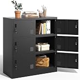 VIYET Employee Storage Locker,6 Door Storage Locker,Metal Locker for Employees Office Steel Gym Lockers with Card Slot,Office Storage Lockers for Home,School(Black)