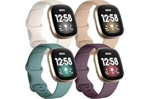 Getino Compatible with Fitbit Sense 2/ Sense Bands/Versa 4/ Versa 3 Bands Women Men, Stylish Sport Wristband, Band for Fitbit Sense/Sense 2/ Versa 4/ Versa 3 Watch, Small Milke/Violet/Pinelv/Apricot