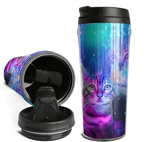 Amazon Com Bartonny Galaxy Savannah Cat Double Wall Tumbler Drinking Insulated Travel Mug 10 Oz Bpa Free Coffee Mug Home Kitchen