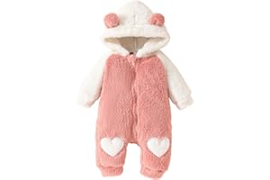 Afunbaby Newborn Baby Girl Boy Clothes Bear Onesie Long Sleeve Snowsuit Hooded Romper Cute Winter Clothes