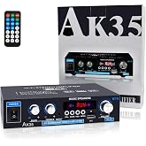 AK35 Home Audio Amplifier Bluetooth 5.0 200W Stereo Receivers | 2.0 Channel,Bass &amp; Treble, Remote Control, USB/TF/MIC/AUX Input,Suitable for Home Theater Passive Speakers