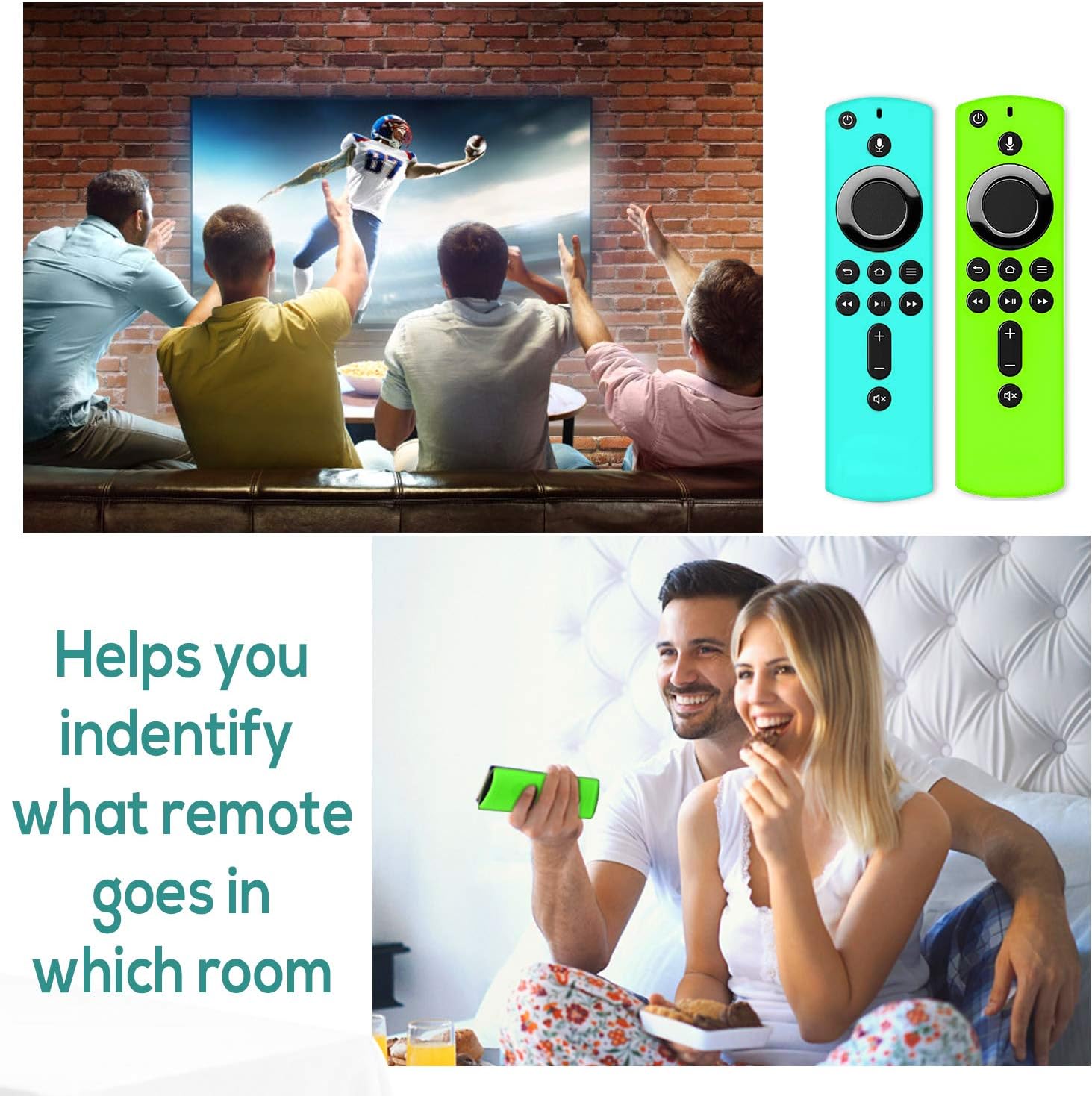 [2 Pack ] Firestick Remote Cover Case, Silicone Fire Remote Cover Case Compatible with 4K Firestv Stick, Firetv Remote Cover Case, Shockproof Firetv Remote Cover (Green Glow& Sky Blue Not Glow): Home Audio & Theater