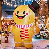 GOOSH 6.2 FT Christmas Inflatables Gingerbread Man Outdoor Decorations Blow Up Yard Gingerbread Inflatable with Built-in LEDs for Indoor Christmas Holiday Party Garden Lawn Decor