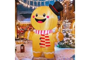 GOOSH 6.2 FT Christmas Inflatables Gingerbread Man Outdoor Decorations Blow Up Yard Gingerbread Inflatable with Built-in LEDs for Indoor Christmas Holiday Party Garden Lawn Decor