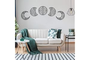Bnesi 5Pcs Moon decoration wall decoration,12 Inch Moon Phase Spiritual Bedroom Wall Hanging Decor,boho bedroom decor home wall decoration (Black)