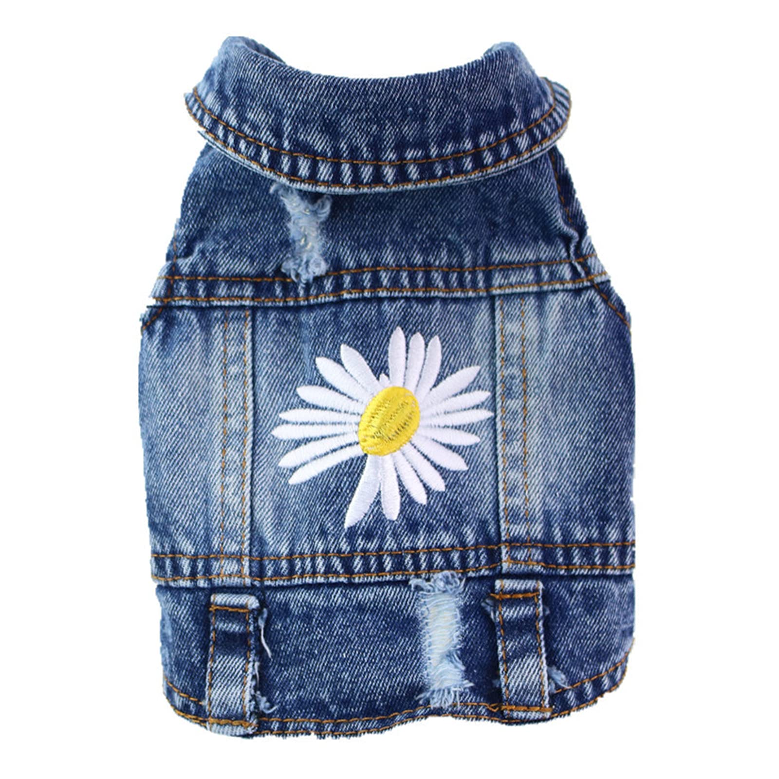 TENGZHI Dog Jean Jacket Puppy Denim T-Shirt Machine Washable Dog Clothes for Small Medium Dogs Pets and Cats (Blue A, Large-Chest 40cm/15.7โ,Length 29cm/11.4") โ image 1