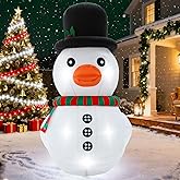 Arrowbash 4ft Winter Inflatable Decoration Outdoor Giant Duck Snowman Inflatable with Build-in LED Lights Blow up Duck Wear Winter Hat Scarf Costume for Yard Garden Lawn Mall Holiday(Snowman)