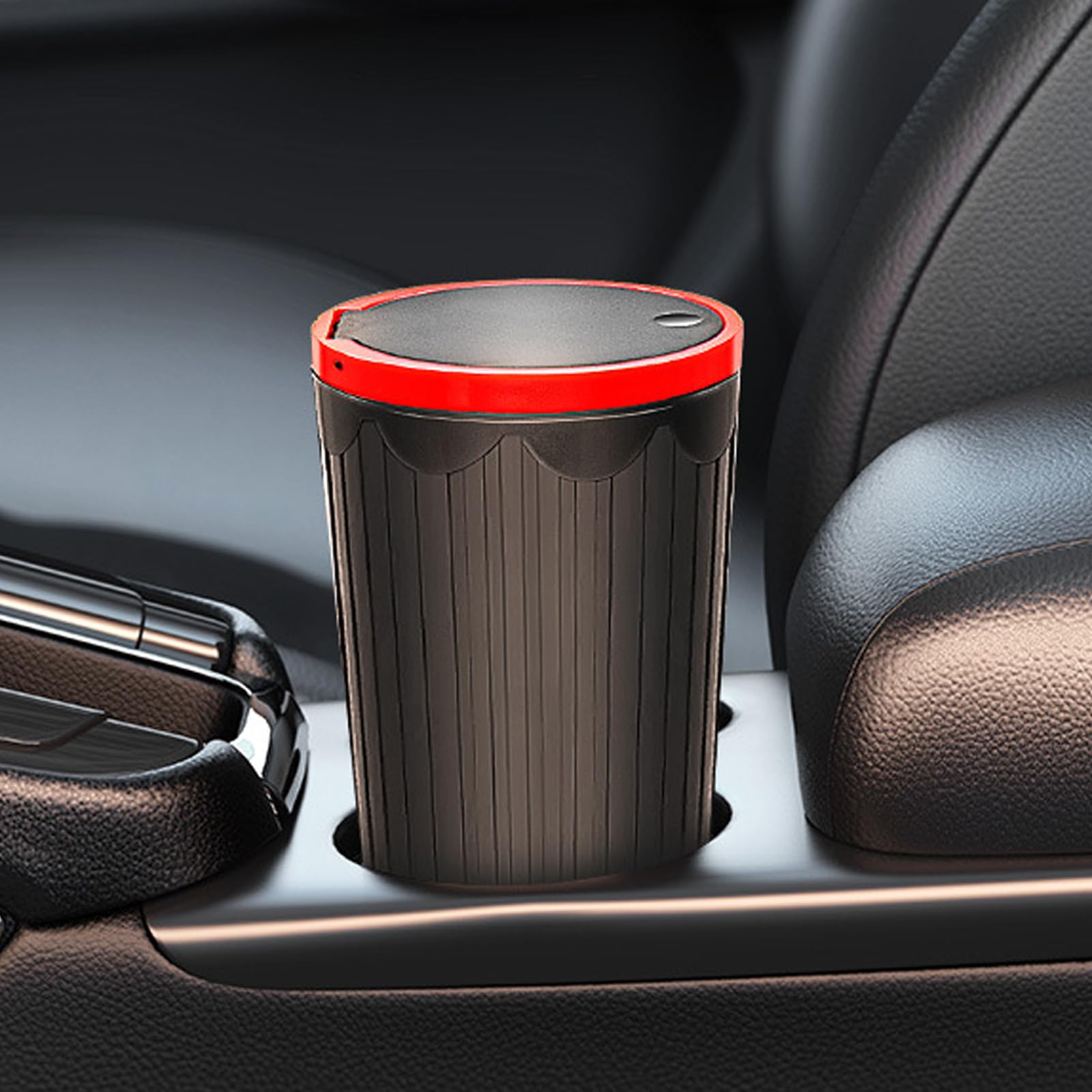 Photo 1 of Tapeta Car Trash Can Bin with Lid - Universal Leakproof Vehicle Garbage Can - Red - ABS Material - 650 Gallon Capacity - Car Organizer