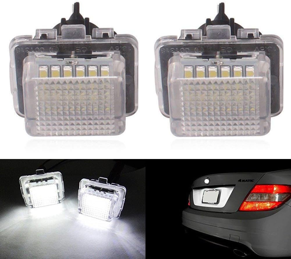 2pcs Car License Plate Light for Mercedes-benz C E S CL Class Error Free 3W 18 Led White Rear License Tag Lights Rear Number Plate Lamp Direct Replacement