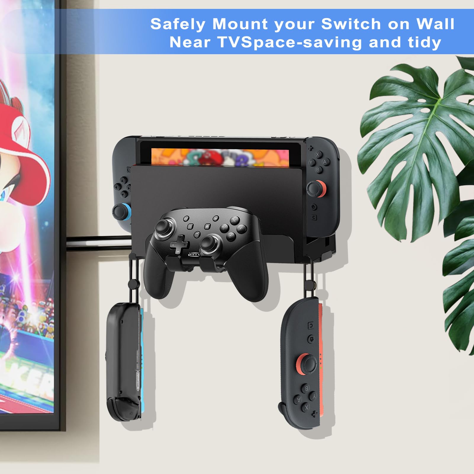 Ankey Metal Wall Mount Compatible with Nintendo Switch 2/ Switch/Switch OLED Console, Metal Wall Mount Kit Shelf Accessories Compatible with Joy-Con & Pro Controller Holder