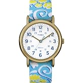 Timex Women's 'Weekender Preppy Floral' Quartz Brass and Nylon Casual Watch, Color:Blue (Model: TW2P901009J)