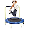 KEWLTAX Kids Trampoline Portable & Foldable 36 Inch Round Jumping Mat for Toddler Durable Steel Metal Construction Frame with Padded Frame Cover and Handle Bar