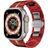 FULLIFE Stainless Steel Link Band for Apple Watch Ultra 3/2/1 49mm, Folding Clasp Metal Bracelet Compatible with Series 11/10 46mm, 9/8/7 45mm, SE/6/5/4 44mm, 3/2/1 42mm (Men)