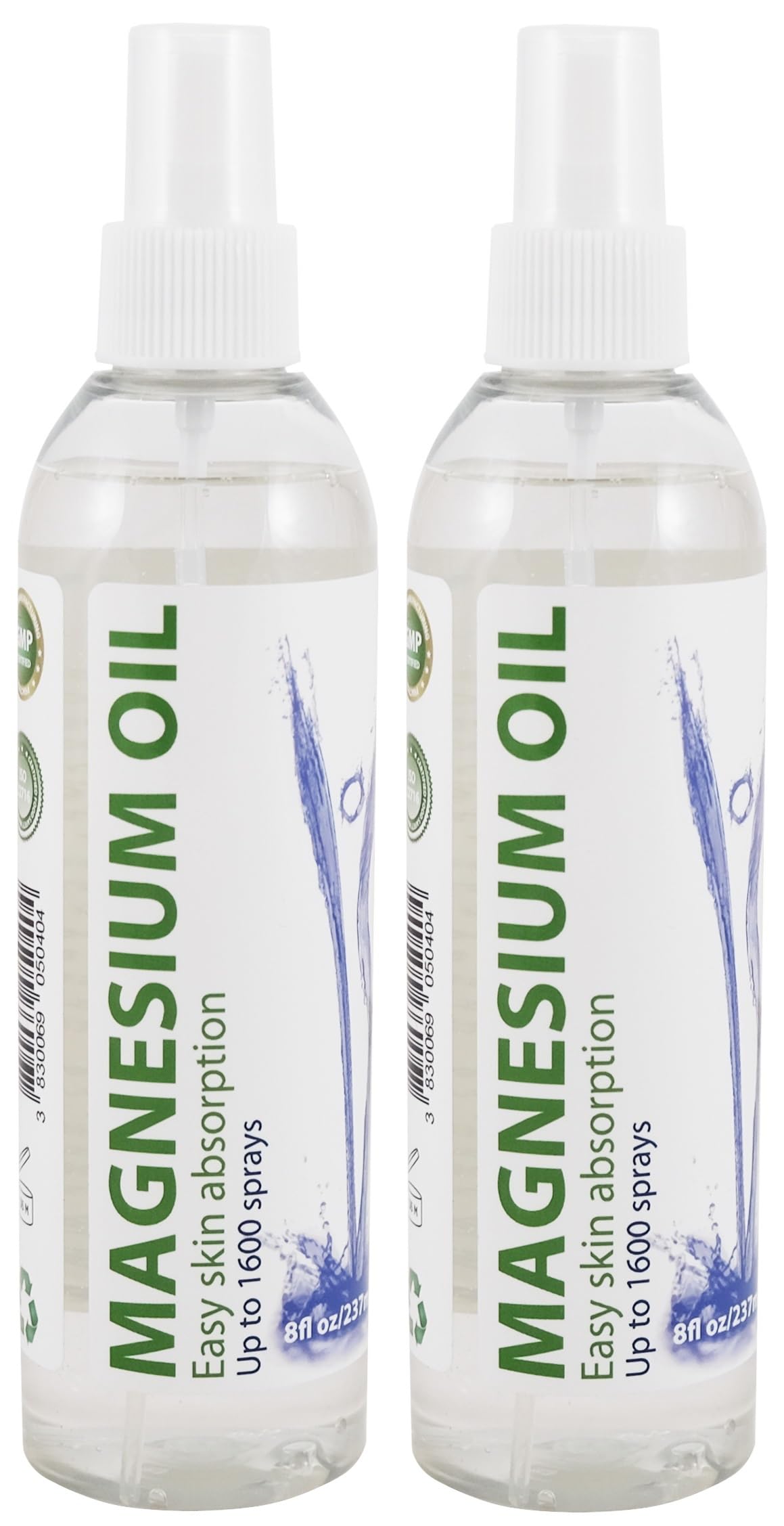 2X Magnesium Oil Spray | Pharmaceutical Grade | High Potent 27.5% Concentration | 2X 8 fl oz / 2X 237 ml, Two Pack/Two Bottles/Two Count | Heiltropfen®