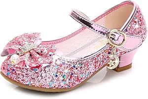 Walofou Flower Girls Wedding Party Heel Princess Shoes Flats for Kid Toddler