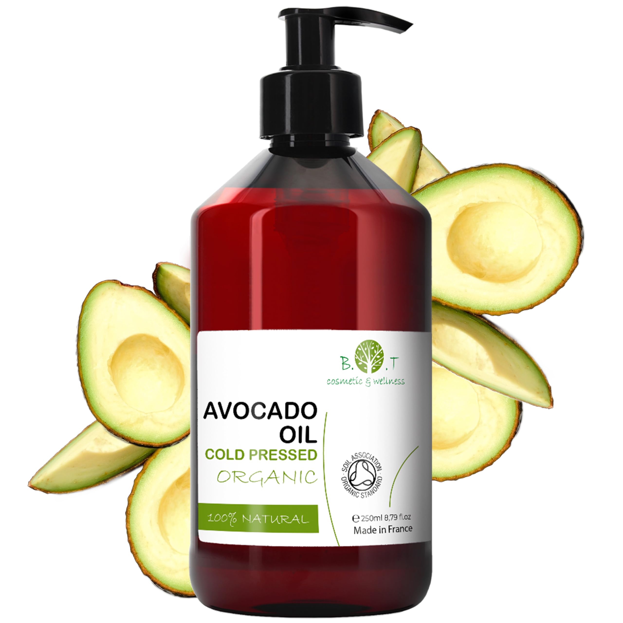 Avocado Bio Cold Pressed Oil Organic Massage Oil, Baby Skin, Body Oil, Hair, Facial, Natural Oil Face Serum Dry and Damaged Hair Organic Hair Oil 250 ml 8.8 fl oz