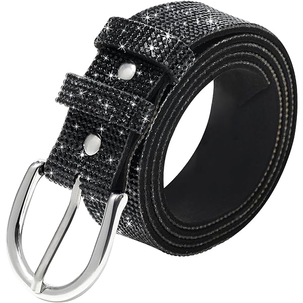 Alphyly Neries Rhinestone Silver Belt for Women, Y2K Sequin  display picture 3