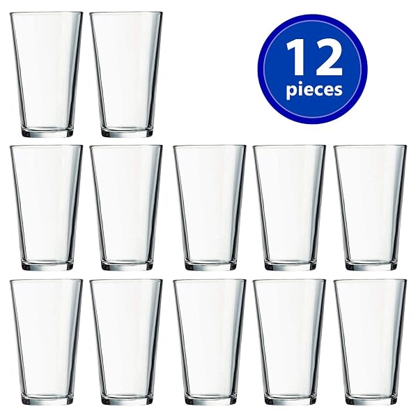 SET OF 12 – DRINKING GLASSES 16 OZ HIGHBALL WATER GLASSES CUPS SETS PINT GLASSES BEER GLASSES TUMBLERS BAR GLASSES DESIGN FOR HOME AND KITCHEN