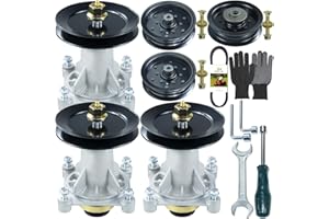 BOSFLAG 3 Pack Pre-Greased 587819701 Spindle Assembly Kit with 153535, 196106, 196104 Pulley 587686701 Belt Replaces Husqvarna 532187292 532187281 532192872 587253301 587125401 Craftsman 187292 187281