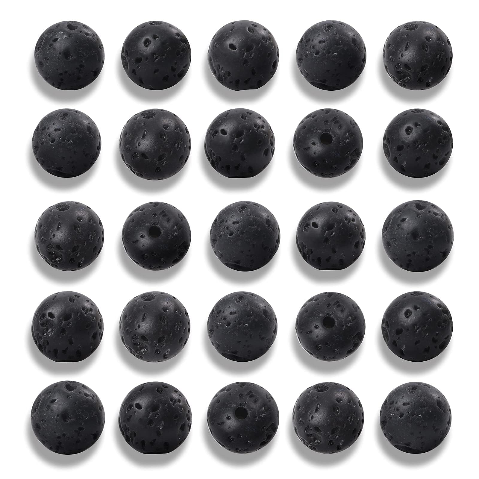 NITOPUPU 100Pcs 8mm Natural Black Volcanic Lava Gemstone Beads Round Loose Stone Beads for Jewerly Making with Crystal Stretch Cord