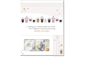 ZipGifts Birthday Card | Zip-Open Money Holder w/Clear Plastic Window for Cash, Check, & Gift Card (Frappe Birthday)