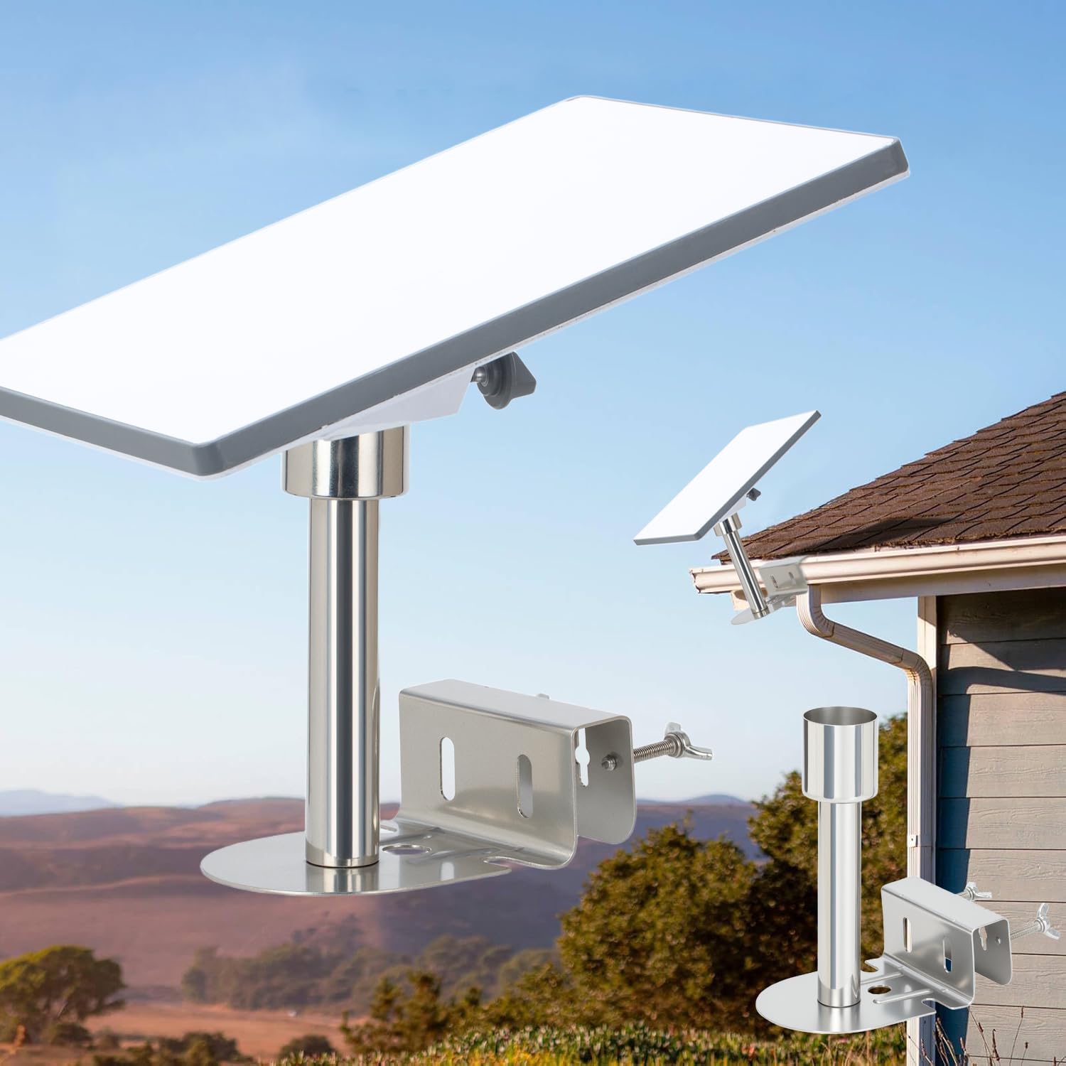 Photo 1 of Starlink Mini Gutter Mount, 304 Stainless Steel Weatherproof Gutter Mount for Starlink Mini, Starlink Mini Accessories