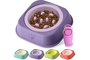 AXIIJGL Slow Feeder Dog Bowls Ceramic Puppy Feeding Bowl for Small Dogs Cat Slow Feeder Bowl Protecting Cat and Dog Whiskers Preventing Choking with 2-in-1 Multifunctional Training Whistle