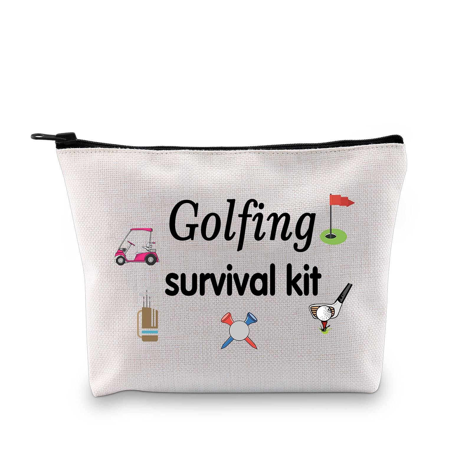 Golfing Survival Kit Makeup Bag Golfing Gift Golf Accessories Gift for Mom Golfer Humor (Golfing Survival Makeup EU) Beige