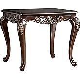 Benzara Halie Side End Table- 28 Inch- Classic Cabriole Legs- Dark Brown Solid Wood