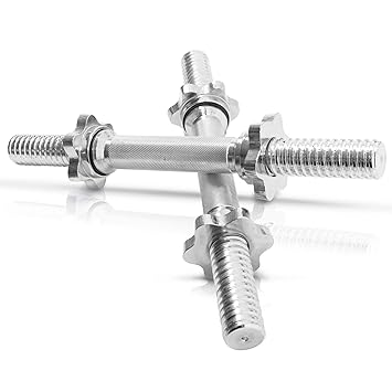 GORILLA SPORTS® Kurzhantelstange 42cm x 30mm Chrom Einzeln/Set - Standardnorm gerändelt mit Sternverschlüssen