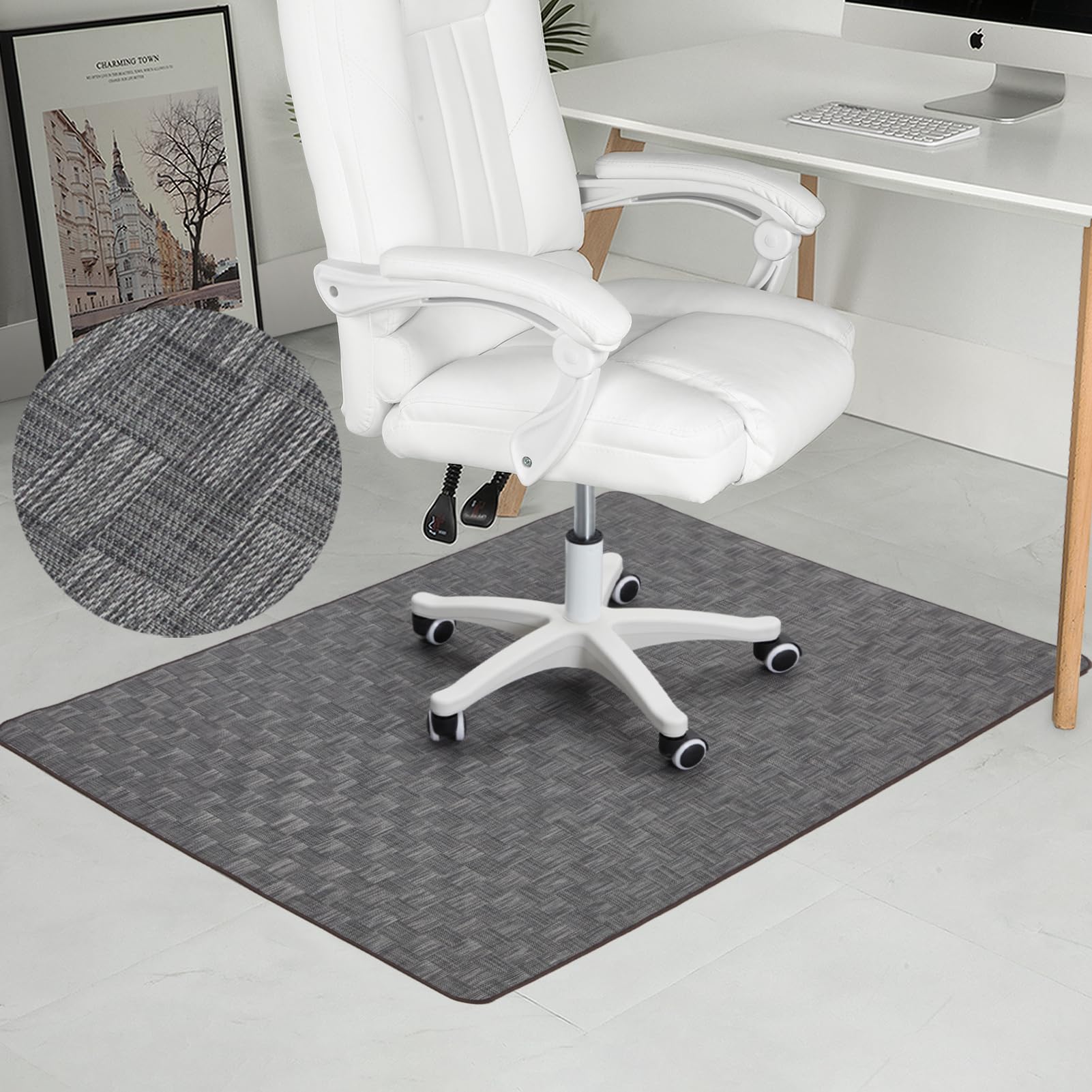 Photo 1 of RccugmatS Chair Mat for Hardwood & Tile Floor, 36" x 48" Heavy Duty Office Chair Mat for Rolling Chairs, Anti Slip, Non-Curve, Floor Protector for Home Office, Gray Square