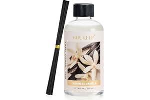 Airkeep Reed Diffuser Oil Refill with Diffuser Sticks, 6.76 Fl Oz(200ml) Cashmere Vanilla Scented Oils, Aroma Therapy, Home Fragrance & Air Freshener, Office Décor, Decoration