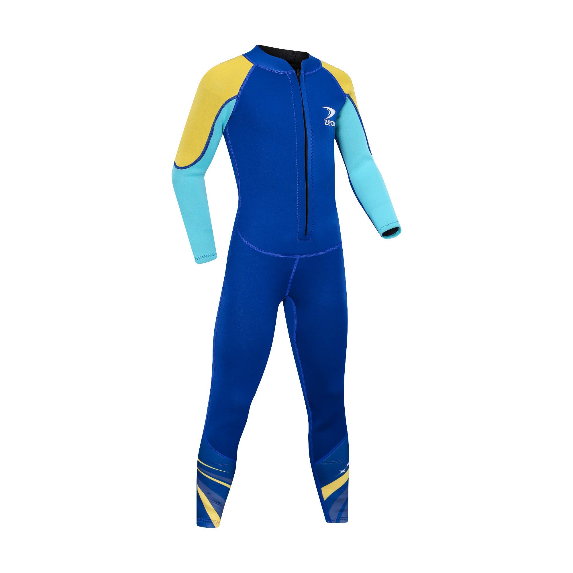 ZCCO Kids Wetsuit – 2.5mm Neoprene One Piece Long Sleeve Diving Suit for Boys & Girls, Warmth & UPF Protection for Swimming, Surfing, Snorkeling (Bright Blue, XS)