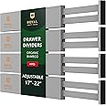 ROYAL CRAFT WOOD Adjustable Bamboo Drawer Dividers Organizers - Expandable Drawer Organization Separators For Kitchen, Dresser, Bedroom, Bathroom and Office, 4-Pack (Large (up to 22")) (Gray)