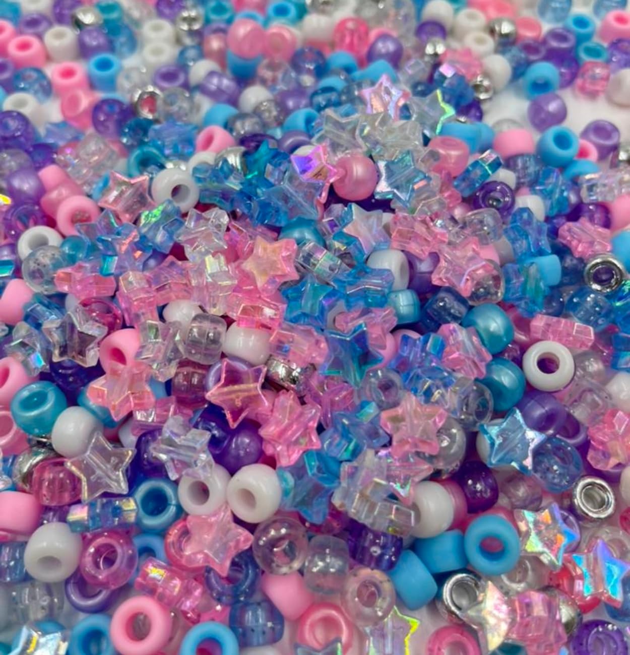 1000 pcs Pastel Fairyfloss Pony Beads and Star Beads Mix