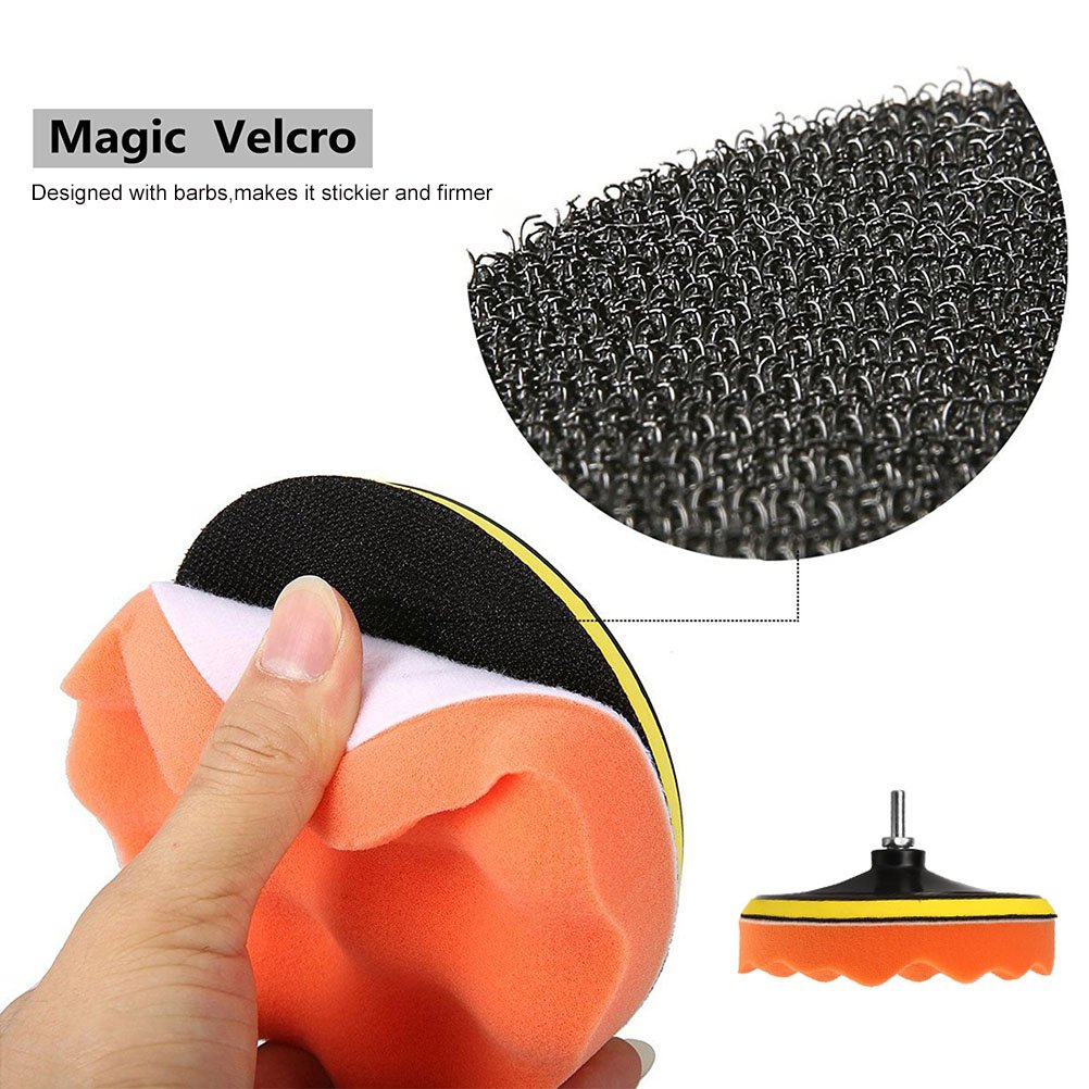 Vankcp Compound Drill Buffing & Polishing Pads Sponge Kit, 10pcs Drill Adapter Kit for Car Sanding, Polishing, Waxing, Sealing Glaze, 3/4/5/6/7 Inch (4)