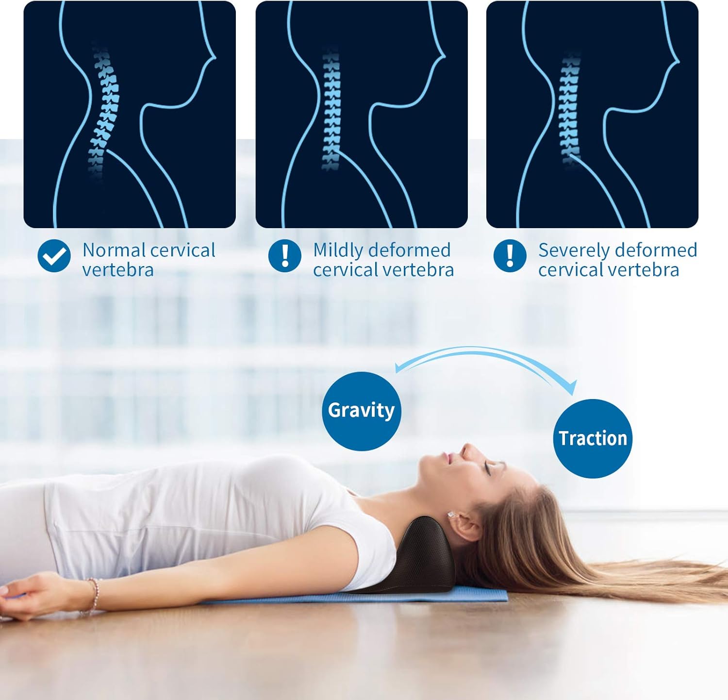 Cervical Neck Pillow, Misiki Cervical Traction Pillow Portable Cervical Vertebra Massage Pillow Release Stress Ergonomic Neck Support Pillow for Neck and Shoulder Pain Relief, Relieve Muscle Tension: Health & Personal Care