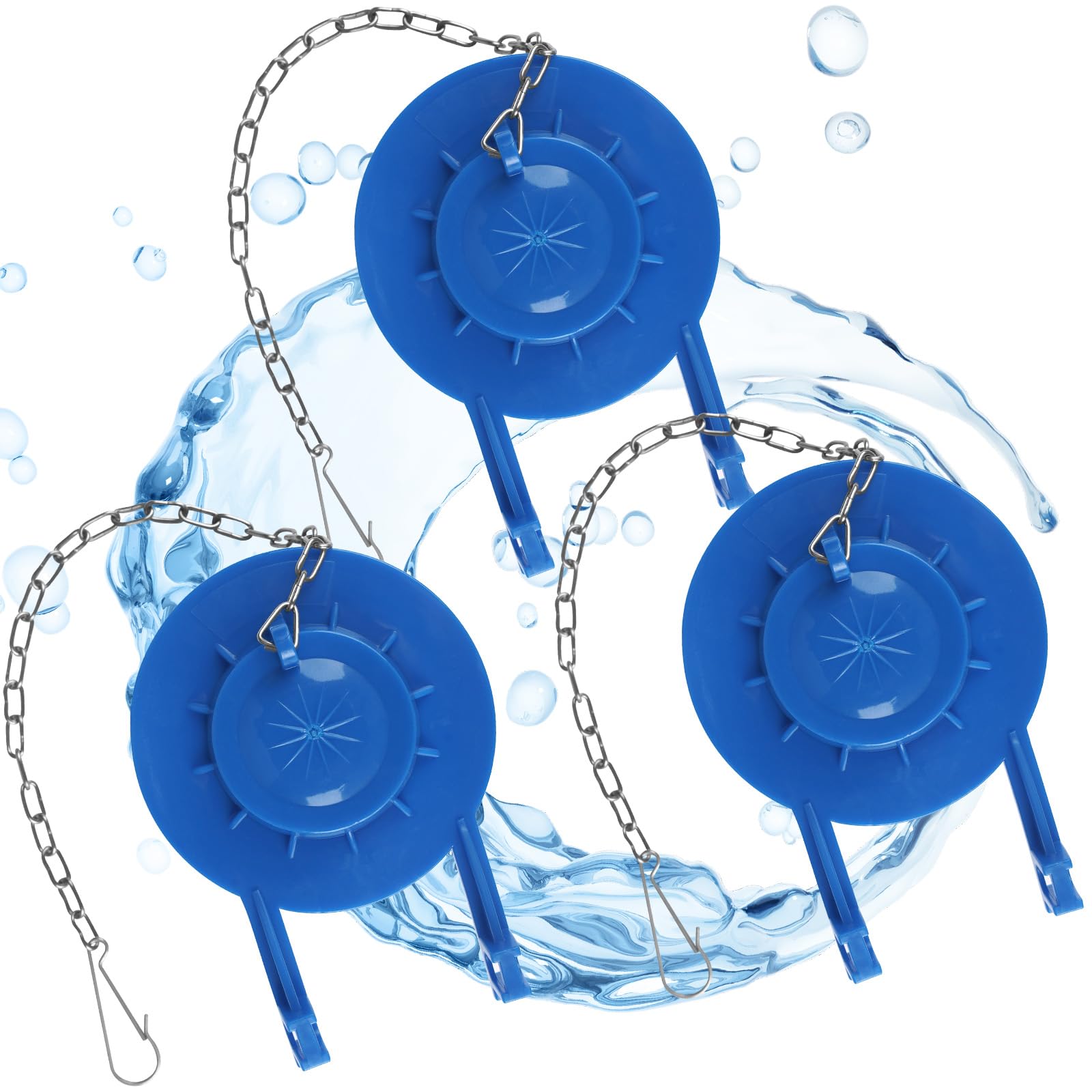 Photo 1 of Toilet Flapper Replacement 2 Inch - Compatible with Most American Standard Kohler Fluidmaster Toto Gerber Toilets Tank Water Saving Rubber Flush Valve Flapper with Stainless Chain Blue 3 Pack