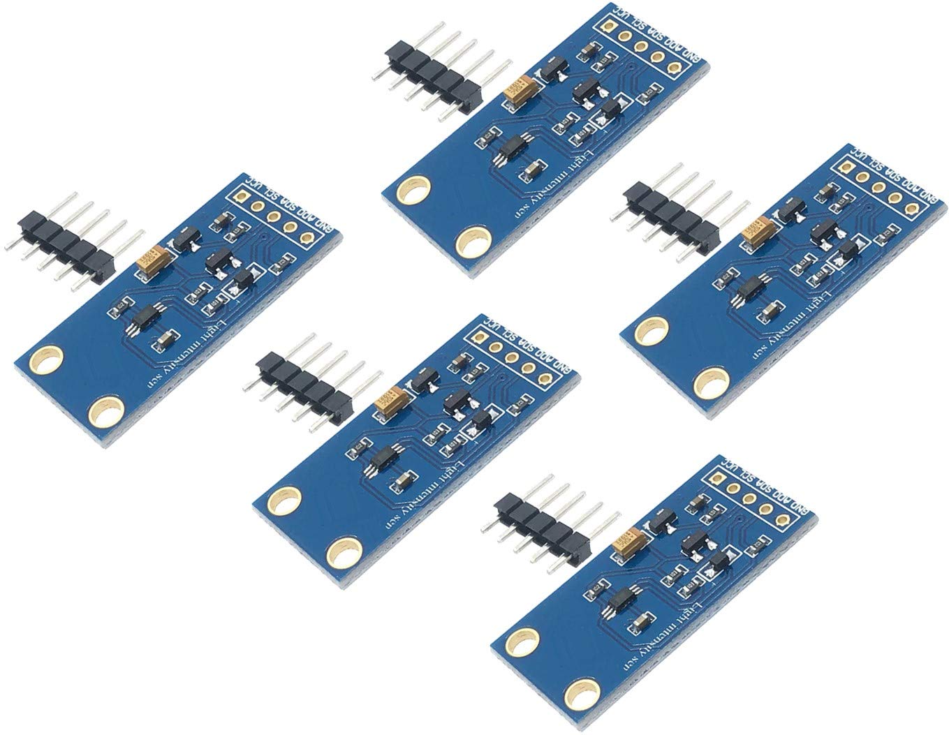 TECNOIOT 5pcs GY-30 BH1750 BH1750FVI Chip Light Intensity Sensor Light Illumination