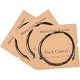 Teniinet Morse Code Bracelet,Vintage Promise Distance Friendship Bracelets Hand Made Beads String Rope Bracelet for Women Men Friend Couples(Fuck Cancer 3Pcs)