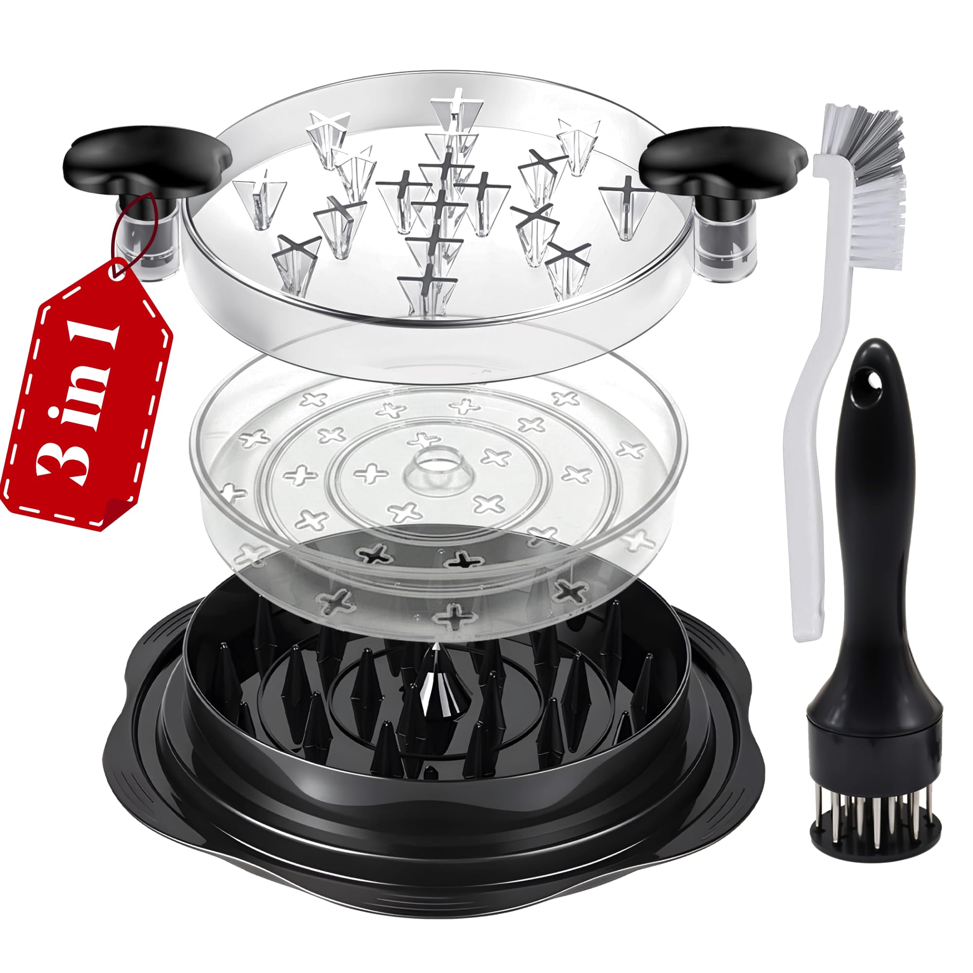 Photo 1 of **INCOMPLETE** Chicken Shredder Tool Twist Large 3 layer With Meat Tenderizer Tool & Brush,Manual Chicken Breast Grinder,10'' Pro Meat Shredder, BPA Free Anti-Slip Ergonomic Handle,Suitable For Beef &Vegetable