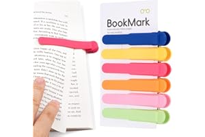 PICCIRCUIT 6 PCS Automatic Bookmark, Smart Bookmarks for Women Men Book Accessories Silicone Book Mark Bible Book Markers Book Marks for Reading Book Lovers Gifts Bookish Gifts Birthday Party Favors for Kids, C