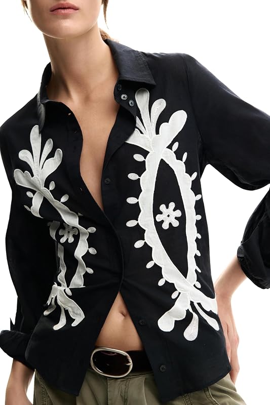 Chemise à Manches Longues de la Collection pour Femme, Noir, Taille S — photo 2 sur 5