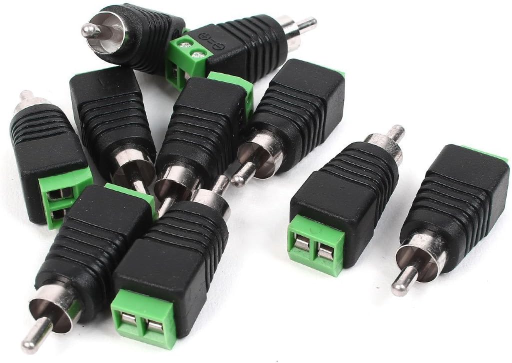 10 Pcs RCA Male Plug to AV Screw Terminal Connector CCTV Balun