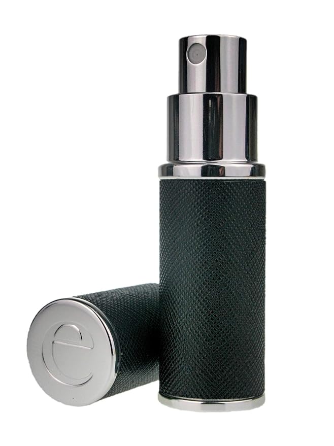 The Essential Atomizer Co. Saffiano Black Leather with Silver Finish