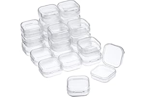 SATINIOR 24 Packs Small Clear Plastic Beads Storage Containers Box with Hinged Lid for Storage of Small Items, Crafts, Jewelr