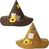 SATINIOR 2 Pieces Halloween Scarecrow Hats Sunflower Witch Felt Headband Costume Hats for Adult Women Cosplay Party Accessory