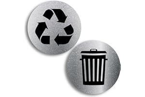 VINYL FRIEND Recycle and Trash Logo Stickers (4 Pack) - for Metal or Plastic Garbage cans, and Bins - Indoor & Outdoor - Laminated and UV Protected Premium Decal 2567 (Silver, Medium)