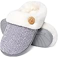Evshine Warm Knit House Slippers for Women Comfy Wool-Like Lined Chenille Slippers with Memory Foam and Indoor Outdoor Soles