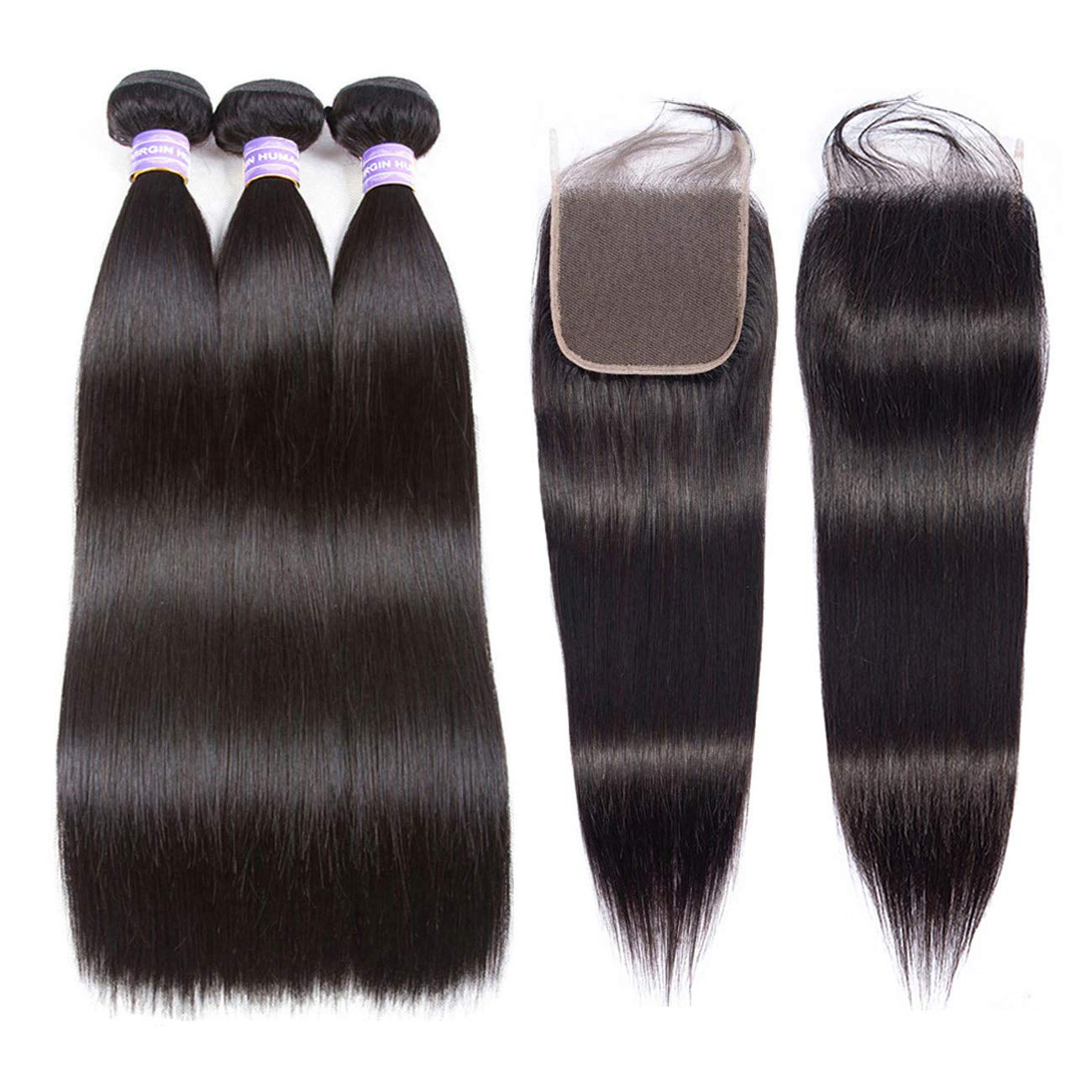 Amazon Com Amztmy Brazilian Straight Hair 3 Bundles With Closure